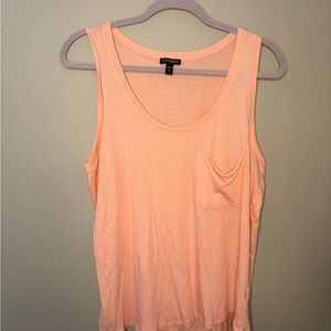 Express Women’s Peach Scoop Neck Tank Top Large - Sleeveless Casual Beach Pocket